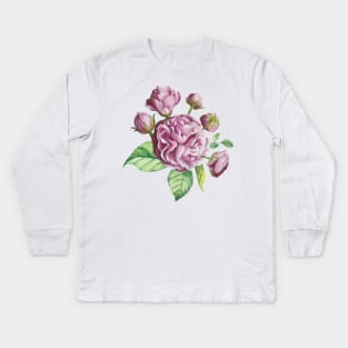 Camellia Rose Garden Flowers Kids Long Sleeve T-Shirt